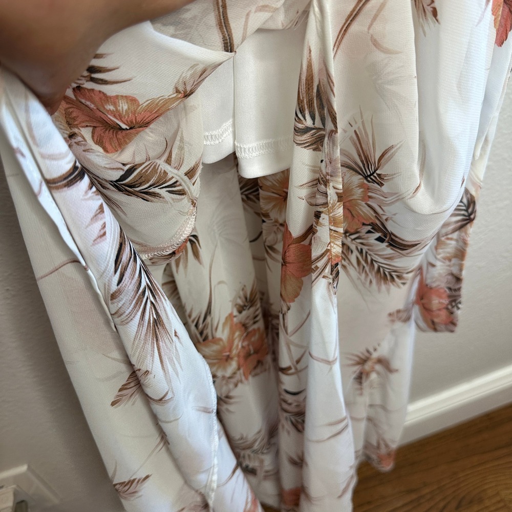 Baltic Born White Floral Kimono Sleeve Maxi Dress Terracotta Tropical Medium NWT - Picture 8 of 8